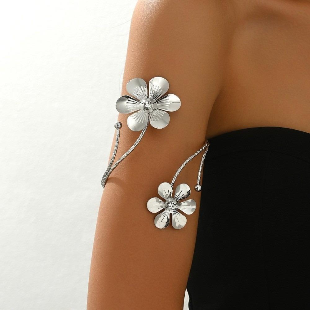 Bohemia Style Flower Bracelet Floral Armband Elegant Open Arm Bangle  Gift