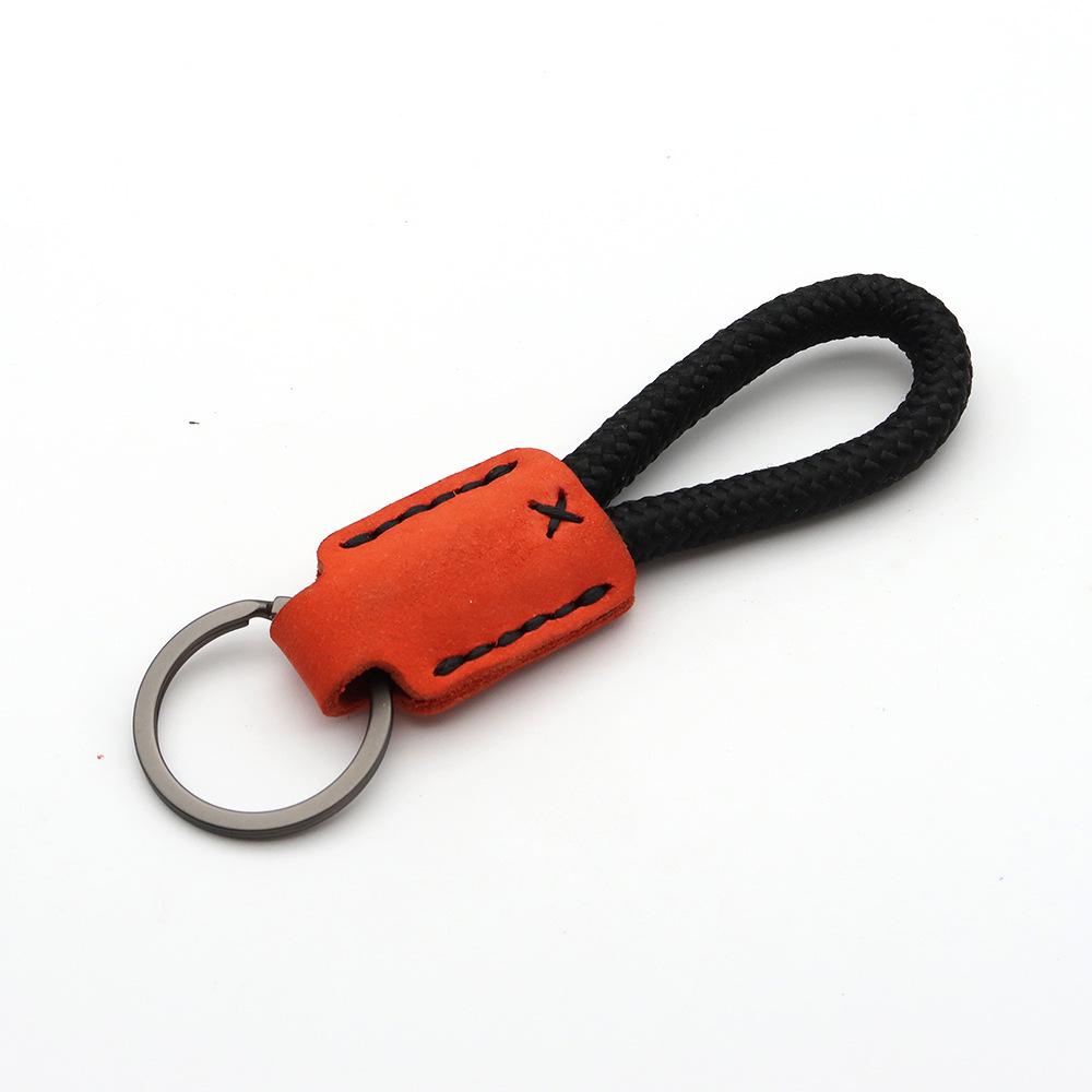Handmade Genuine Leather Key Chain Pendant - Frosted Leather, Multifunctional Lanyard, Creative Design Key Ring