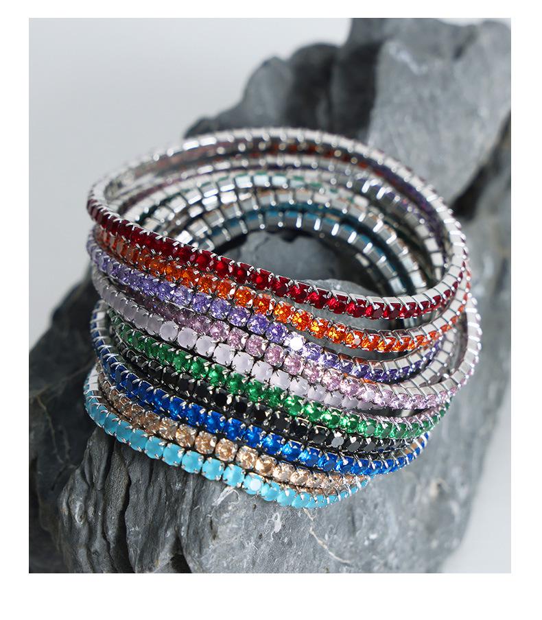 Colorful Elastic Zircon Bracelet: 18K Gold-Plated Titanium Steel, Versatile & Elegant for Women
