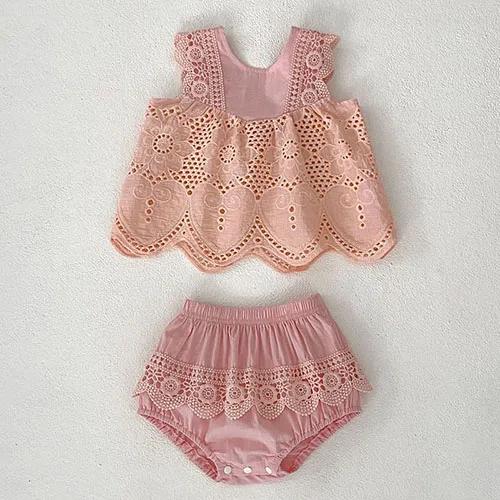 2025 New Summer 0-3Yrs Children Clothes Suit Sleeveless Solid Color Denim Vest+Shorts Newborn Baby Girls Clothing Set