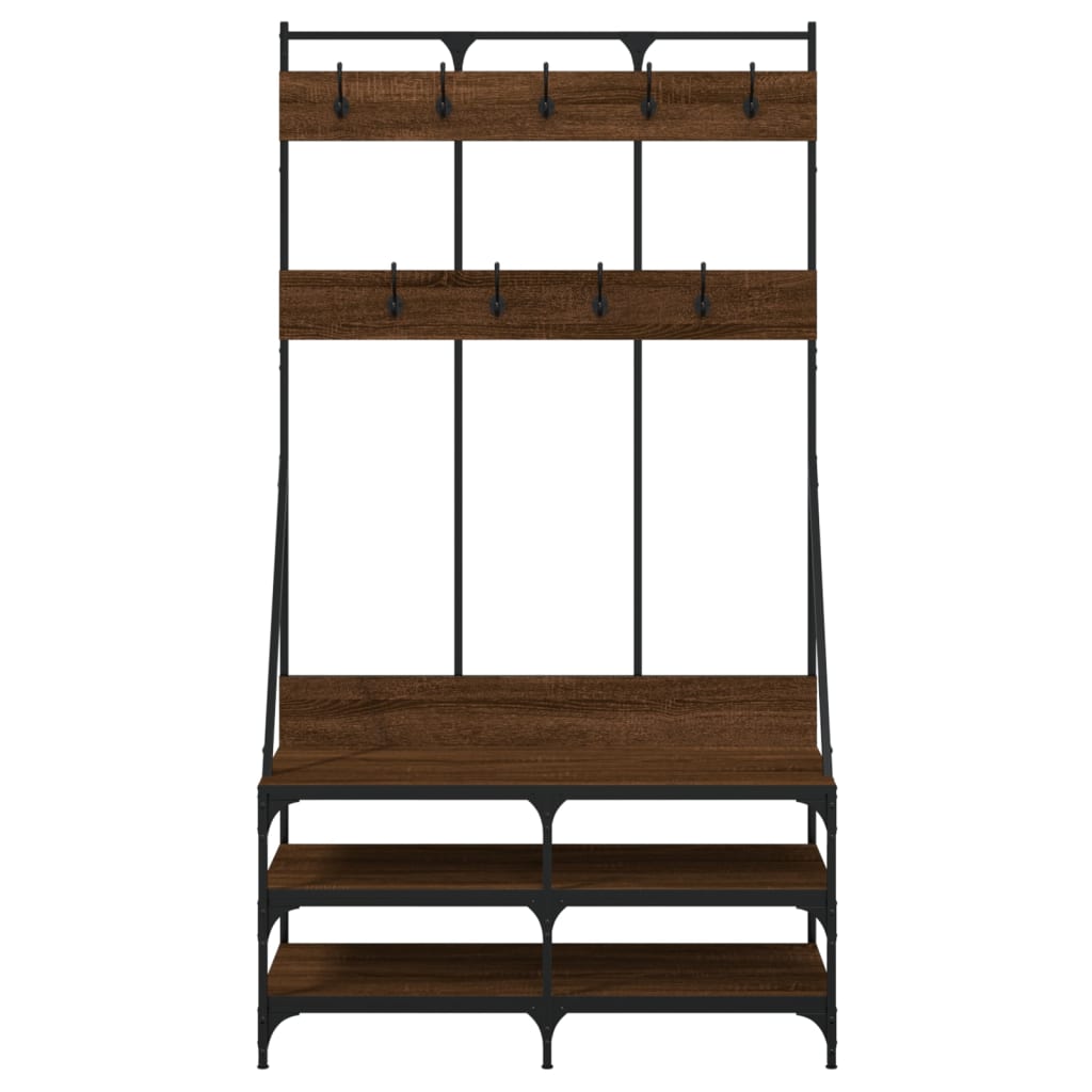 Vidaxl Appendiabiti con Posto per Scarpe Rovere Marrone 100x40x184 cm