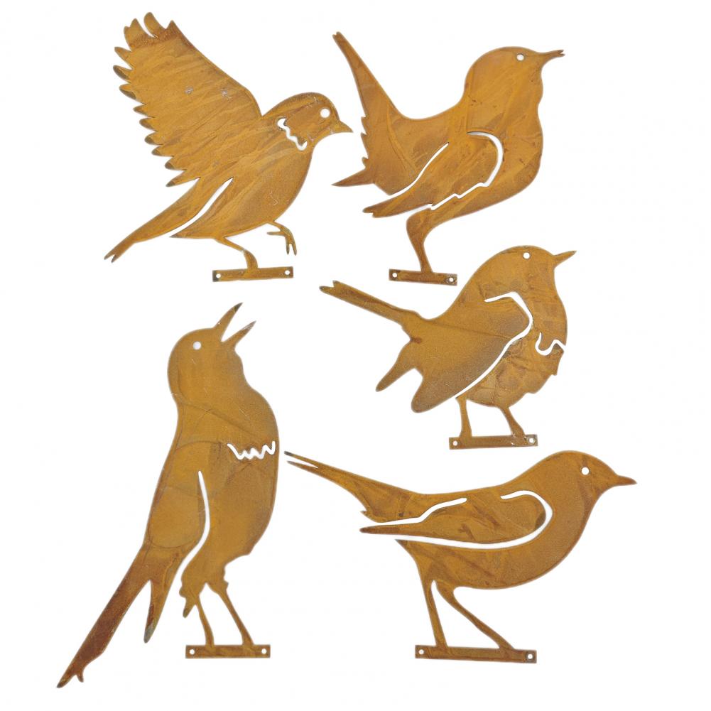 1/4/5Pcs Animal Garden Decor Metal Rusty Bird Silhouette Garden Decoration Chick Duck Squirrel Iron Art Stake Ornament