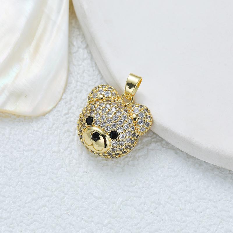 

Модное ожерелье с подвеской в виде цветного медведя с покрытием из 18-каратного золота, с милым женским бриллиантом и животным