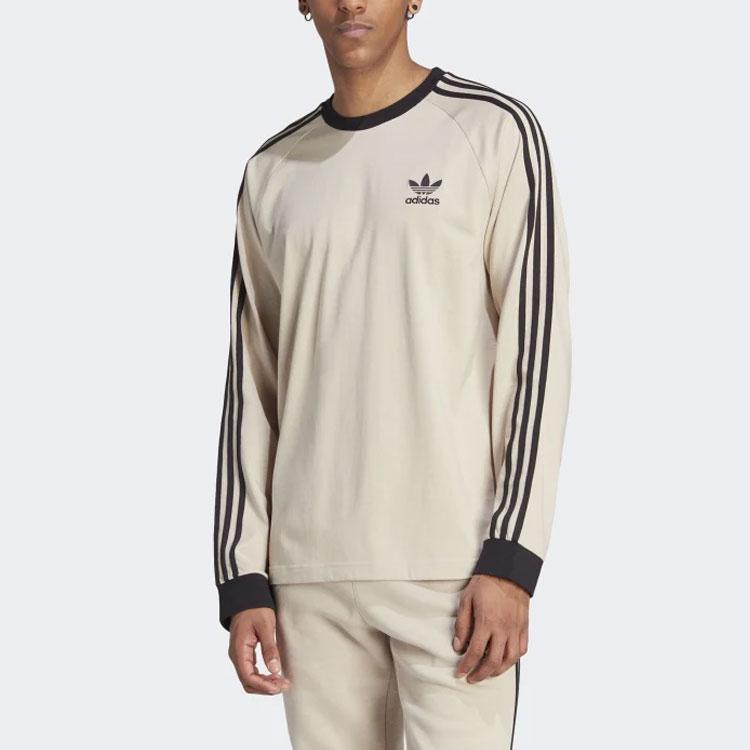 Adidas Originals Trefoil Striped Long Sleeve T-Shirt Men Tops Beige IM2086