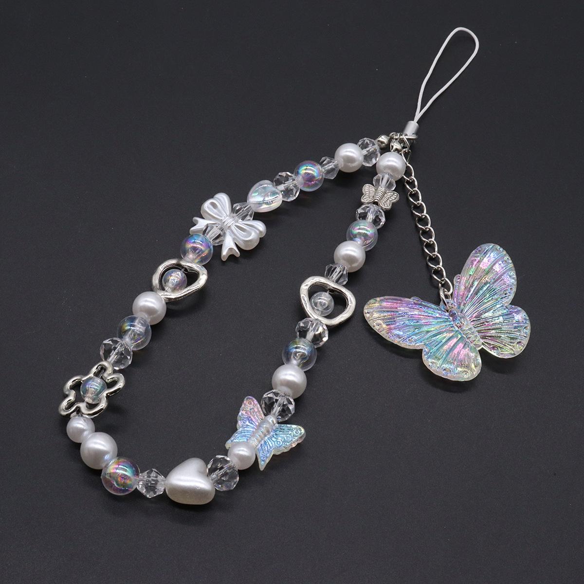 

1PC Dopamine Butterfly Phone Lanyard, Sweet Short Wrist Strap for Women, Portable Cell Phone Strap, Charming Gift for Her PU
