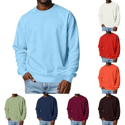 Erkek Bisiklet Yaka Raglan Kollu Polar Astarlı Kalın Düz Renk Sweatshirt