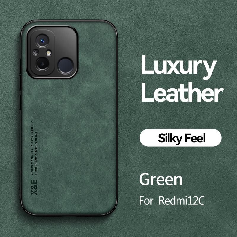 For Xiaomi Redmi 12C Case Luxury Leather Magnetic Car Holder Phone Cases For Xiaomi Redmi 12C 12 C Redmi12C Soft TPU Back Cover