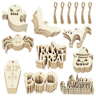 10 szt. Dekoracja Halloween Drewniane Ozdoby Dynia Duch Nietoperz Wisząca Zawieszka Szczęśliwe Halloween Impreza Dom DIY Rękodzieło Zabawka dla Dzieci Prezent