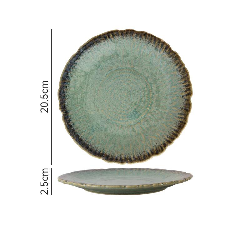 Creative Retro Irregular Ceramic Plates Light Luxury Restaurant Steak Salad Plate Exquisite Delicious Dishes Household Tableware