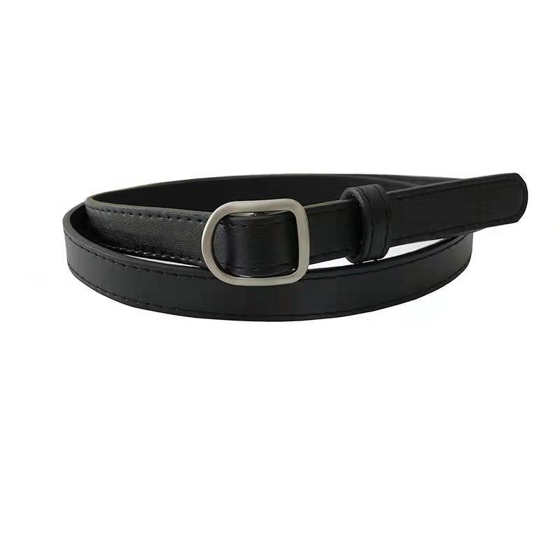 The Korean-style Black Small Belt Without Holes Is A Versatile Belt for Female Students. It Is Delicate and Soft, and Does Not Require Holes