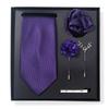 Tie Men'S Trend Net Color Striped Cashew Nut Tie 6-Piece Gift Box Square Scarf Tie Clip Corsage Set