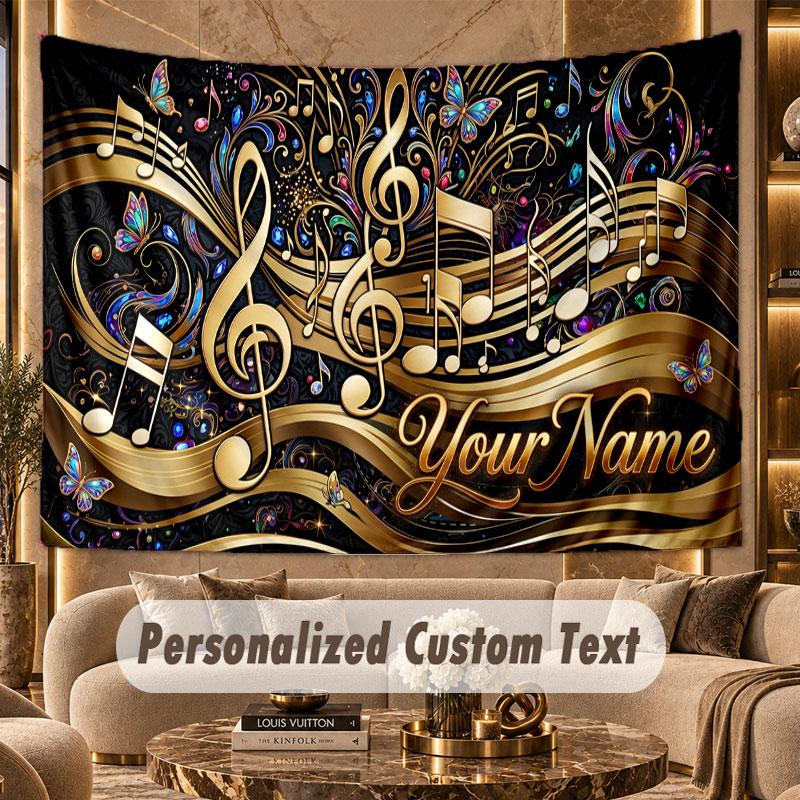 Music General (59) Theme Wall Tapestry Customized With Name Text Personalized Hanging Tapestry For Bedroom Living Room Decor