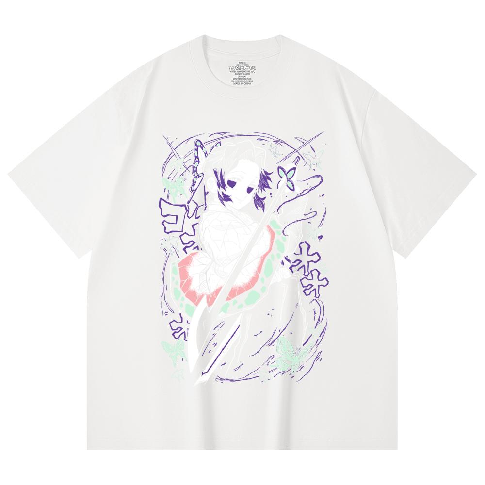 230 Gsm 100% Cotton Demon Slayer V44 Shibobu Print Unisex Heavy Cotton T Shirt