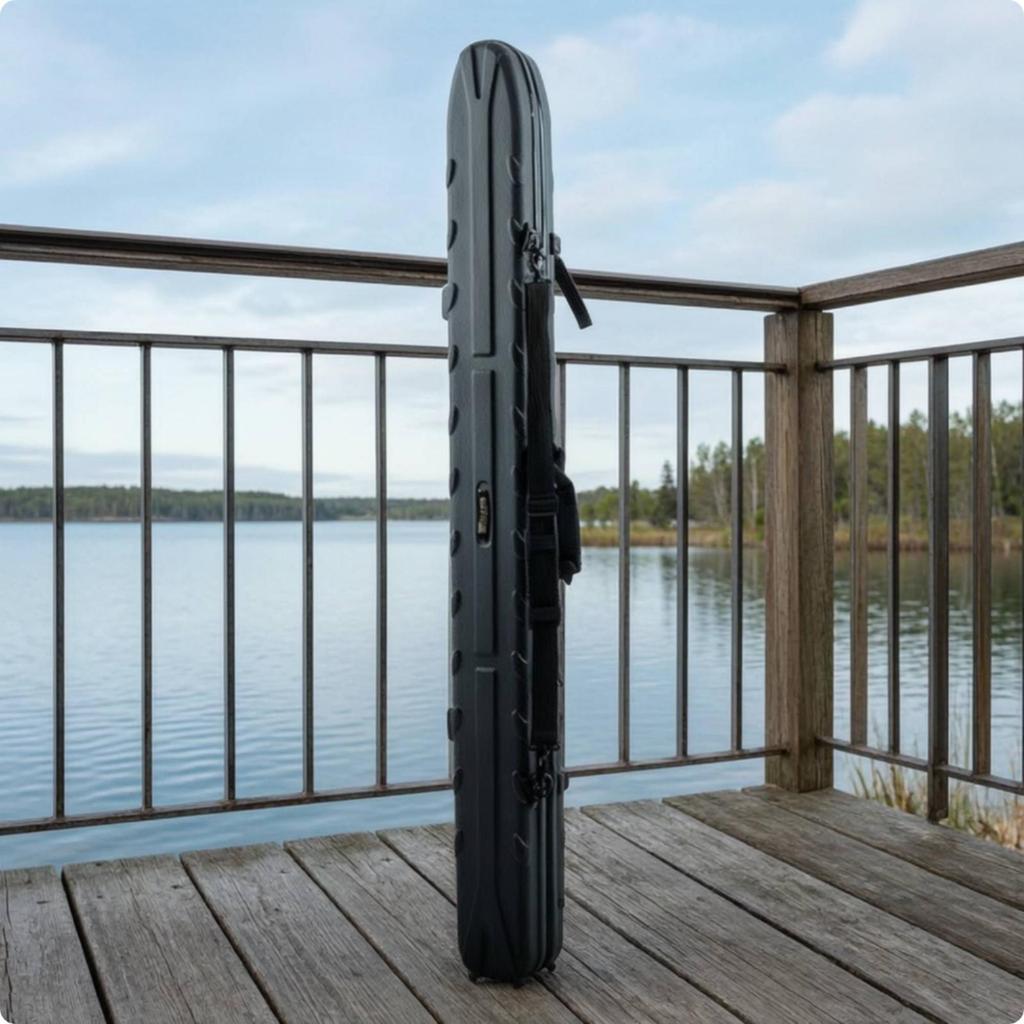 Impact Resistant Fishing Rod Case Safeguarding Hard Shell