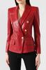 Lammleder Handgefertigt Designer Stilvoll Neu Rot Damen Blazer Formell Echt
