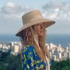 European American Long Streamer Wide Brim Straw Hat for Women, Large Beach Sun Cap with Wheat Straw, Vacation
