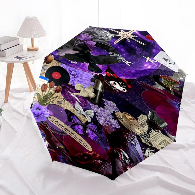 1pc Gothic Halloween Automatic Open, Windproof, Compact Travel Umbrella, Gift for Birthday, Christmas, Business 93019