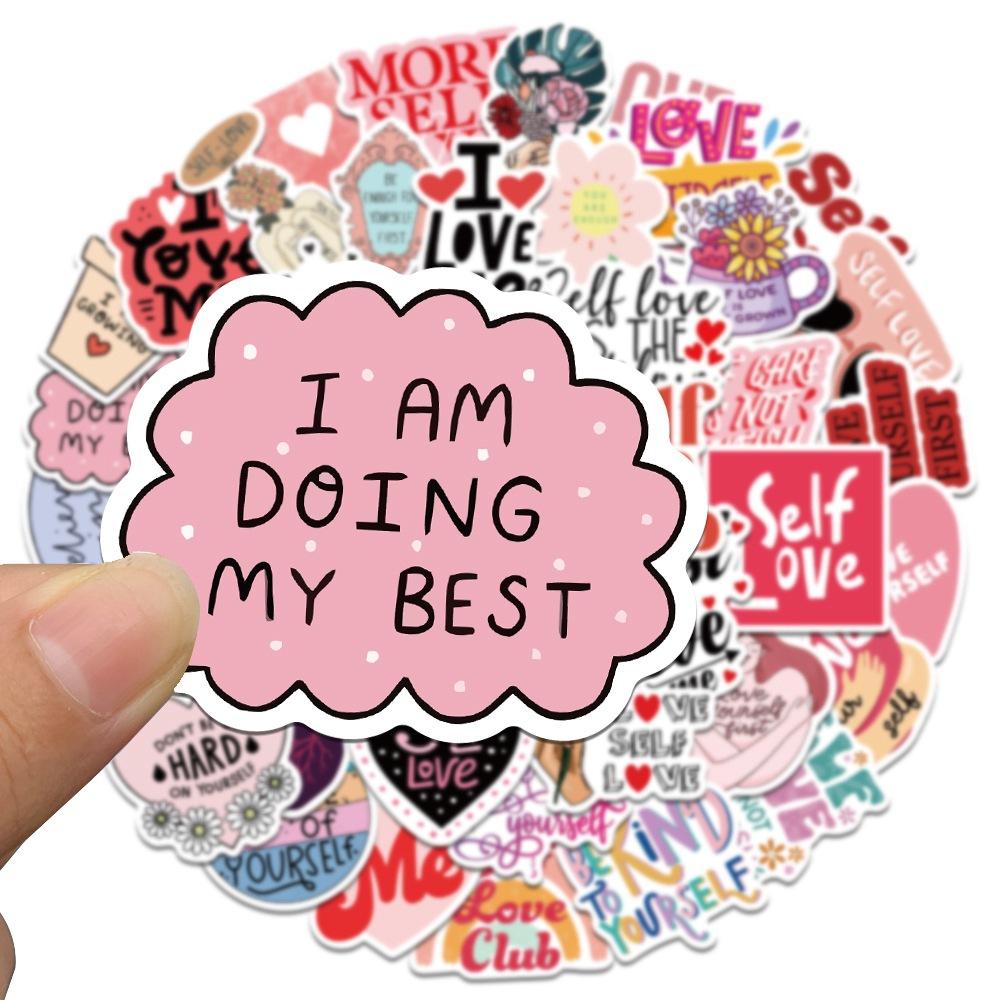 50pcs Self Love Inspirational Words Stickers Graffiti Motivational Quotes for Adults Laptop Phone Bottle Luggage Bottle Decals