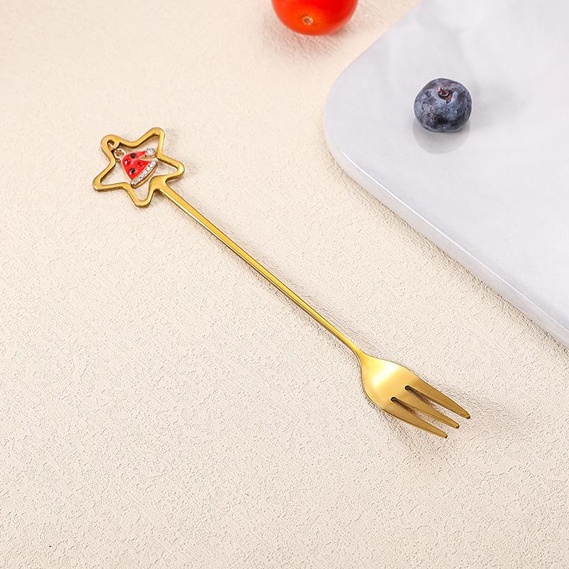 Christmas Dessert Spoon Fork Stainless Steel Cartoon Lovely Santa Gingerbread Man Afternoon Tea Coffee Spoon Fork Christmas Gift