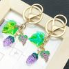 Creative Resin Purple Grape Keychain with Leaves