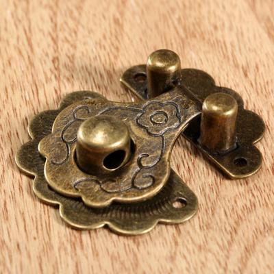 3set Lock Hasp Hook Metal 6 Screws Antique Bronze Decorative Wooden Wine Box Case Chest Padlock Vintage Iron Hardware