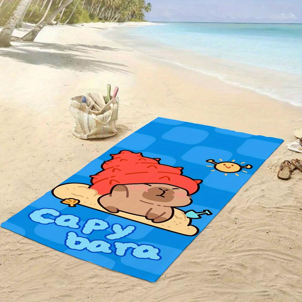 Extra Large Quick-Dry Capybara Microfiber Beach Towel, Super Fine Fiber Machine Washable Summer Essential