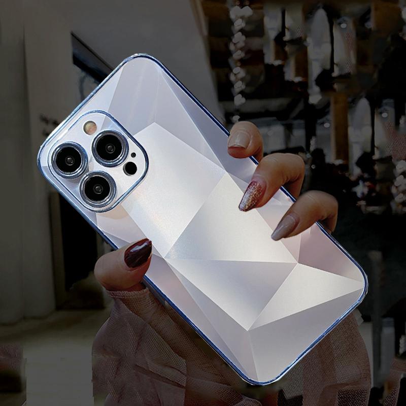 Glitter Plating Daimond Mirror Phone Case For iPhone 15 14 13 12 11 Pro Max 15 Plus Shockproof Bumper Bling Soft TPU Lens Camera Protection Cover