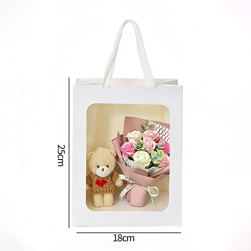 Artificial Rose Soap Flower Bear Bouquet Gift Bag Valentine'S Day Wedding Flower Bouquet Lovers Gifts Finished Producted