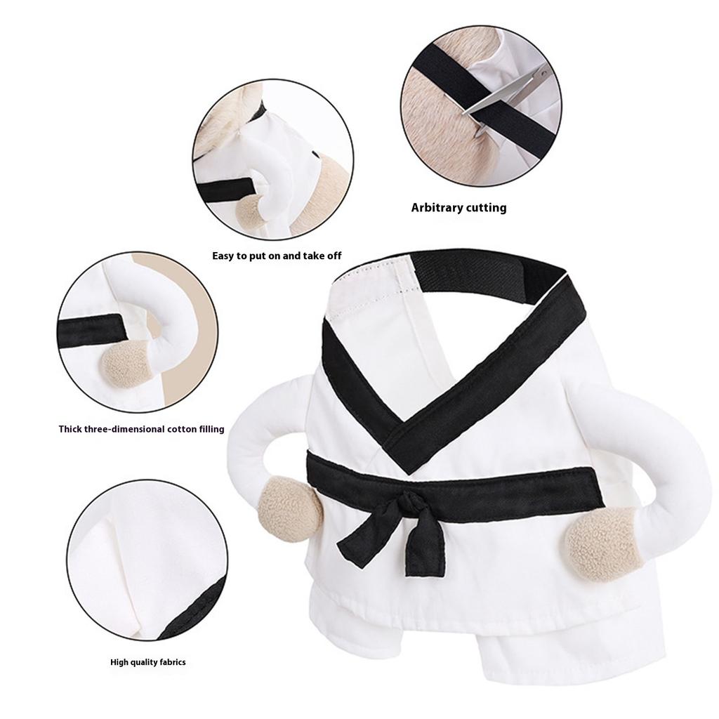 Martial Arts Costume for Dog Breathable 2 Leg Clothes For Small Dog Easy Wear Pet Halloween Party Dressingup Outfit