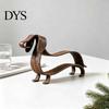 Small Metal Animal Figurines Rustic Dachshund Sculpture, Minimalist Line Art Iron Dog Statue, Vintage Table Ornaments Wiener Tabletop Figurine