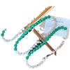 Retro High-Quality Natural Cut Powder Crystal Simulation Turquoise Necklace Sweater Chain