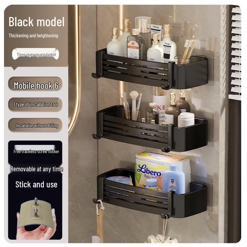Gunmetal Punch-Free Space Aluminum Corner Bathroom Shelf