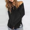 Women V Neck Hollow Out Knit Crochet Sweater Pullover Loose Fit Long Sleeve Lightweight Beach Cover Up Top