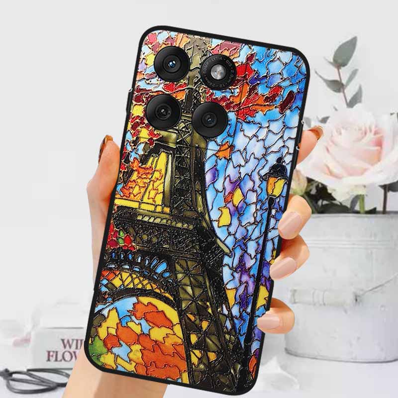 3D Emboss Cases For Edge 60 Fusion / Edge 60 Pro Relief Embossed Retro Silicone Back Cover For Edge 60 Stylus Black Funda 60 Pro