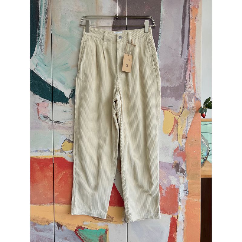 

Foreign Trade Original Order RVC * a Casual Loose Slimming High Waist Tapered Loose Corduroy Pants Four Colors 1553 Rice White 26