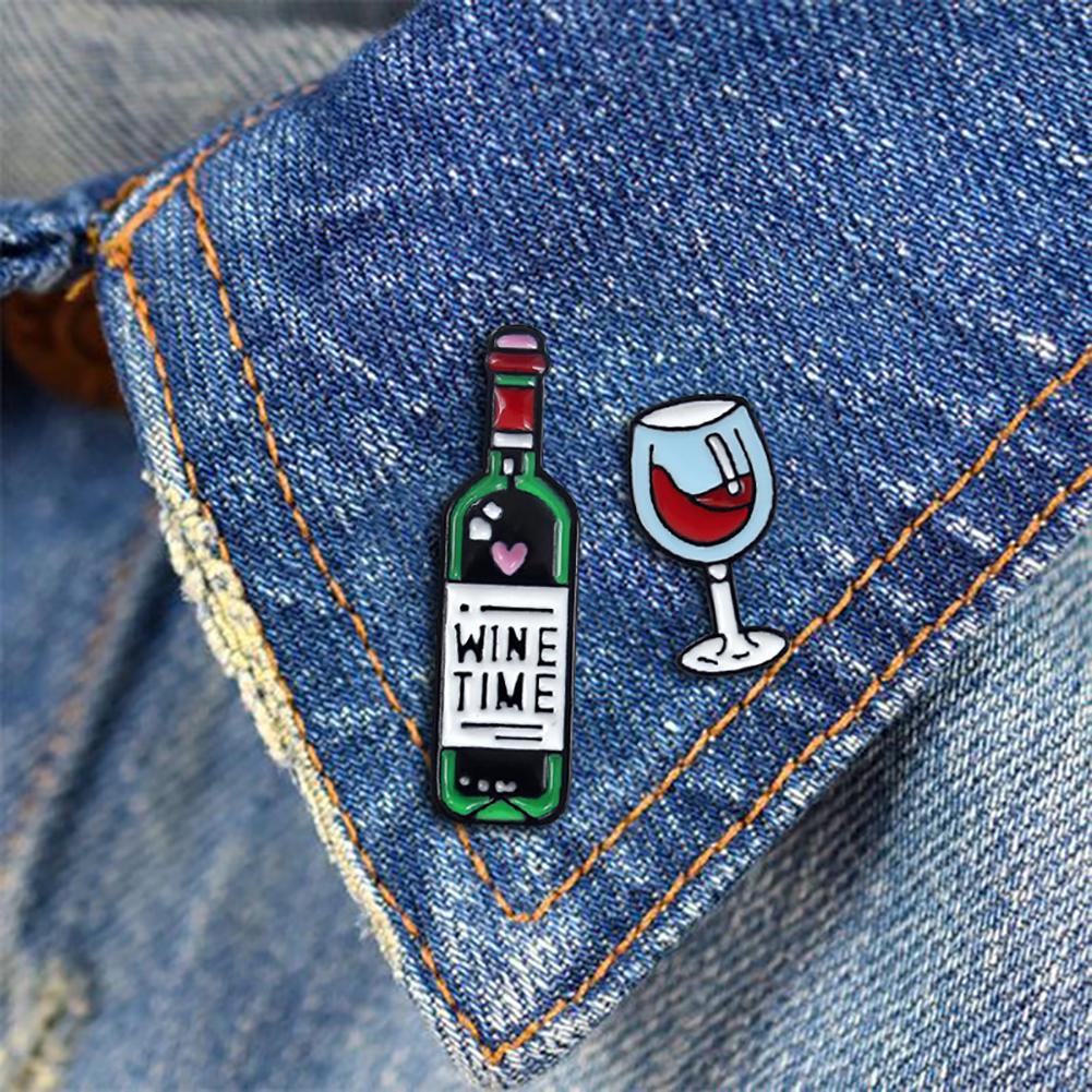 Collar Wine  Bottle Glass English Jewelry  Badge Letter Lapel  Pin