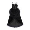 Women Cosplay Dress Dark Style Halloween Party Costume Lace Patchwork Irregular Hem Sleeveless Tight Waist Ruffles Adjustable Wa