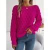 Autumn/Winter Women's Knitted Sweater Casual Feather-Patterned Openwork Off-the-Shoulder Sweater Featuring Bell Sleeves