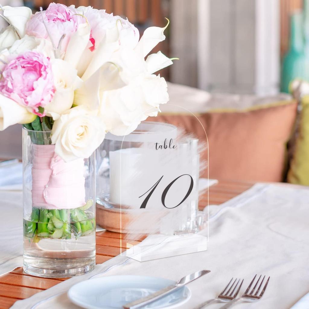 5x7 Inch Clear Arch Acrylic Sign with Stand-10 Pack Clear Blank Arched Acrylic Sheets with Holder, DIY Arch Sign Blank for Wedding Table Numbers