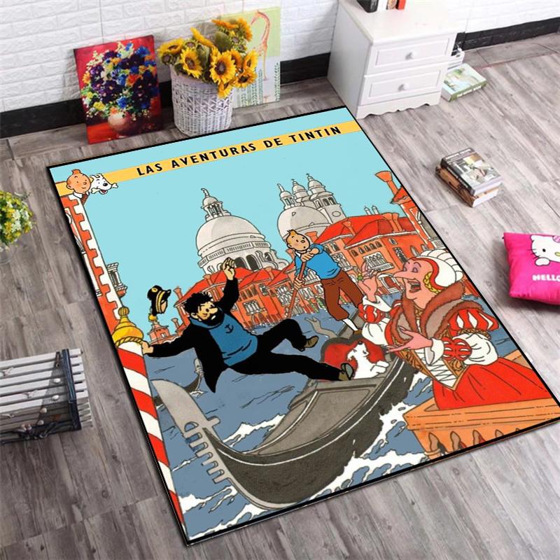 Classic Tintin Mururoa Comic Area Rug Non-slip Floor Mat, Cartoon Decor Carpet For Bedroom Living Room, Collectible Gift For Tintin Fans 40x60cm( 15x23in )