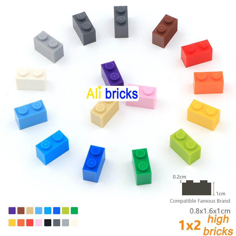 

30pcs/lot DIY Blocks Building Bricks Thick 1X2 Educational Assemblage Construction Toys for Children Size Compatible With Brand