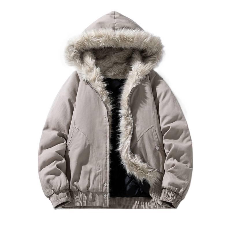 Unisex Thick Plush Vulture Hooded Cotton Winter Jacket