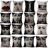 Unique Linen Vintage Piero Fornasetti Face Throw Pillow Case With Artistic Face Illustration