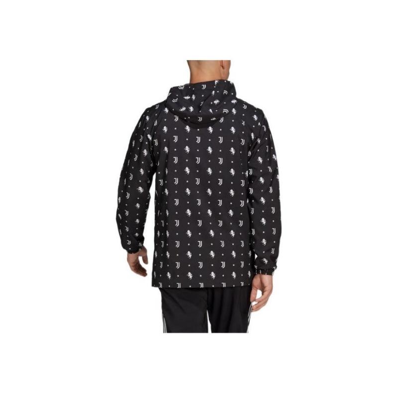 adidas SS22 Jednolity Kolor Logo Pełny Nadruk Kurtka z Kapturem z Długim Rękawem Męska Odzież Wierzchnia Czarna HB6013