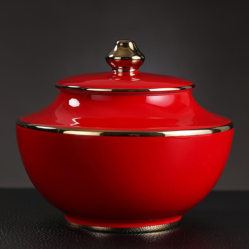 Plating Ceramic Jar with Lid Porcelain Sealed Coffee Tea Jar Porcelain Painted Gold Storage Jar Bottle Container Home Decoration