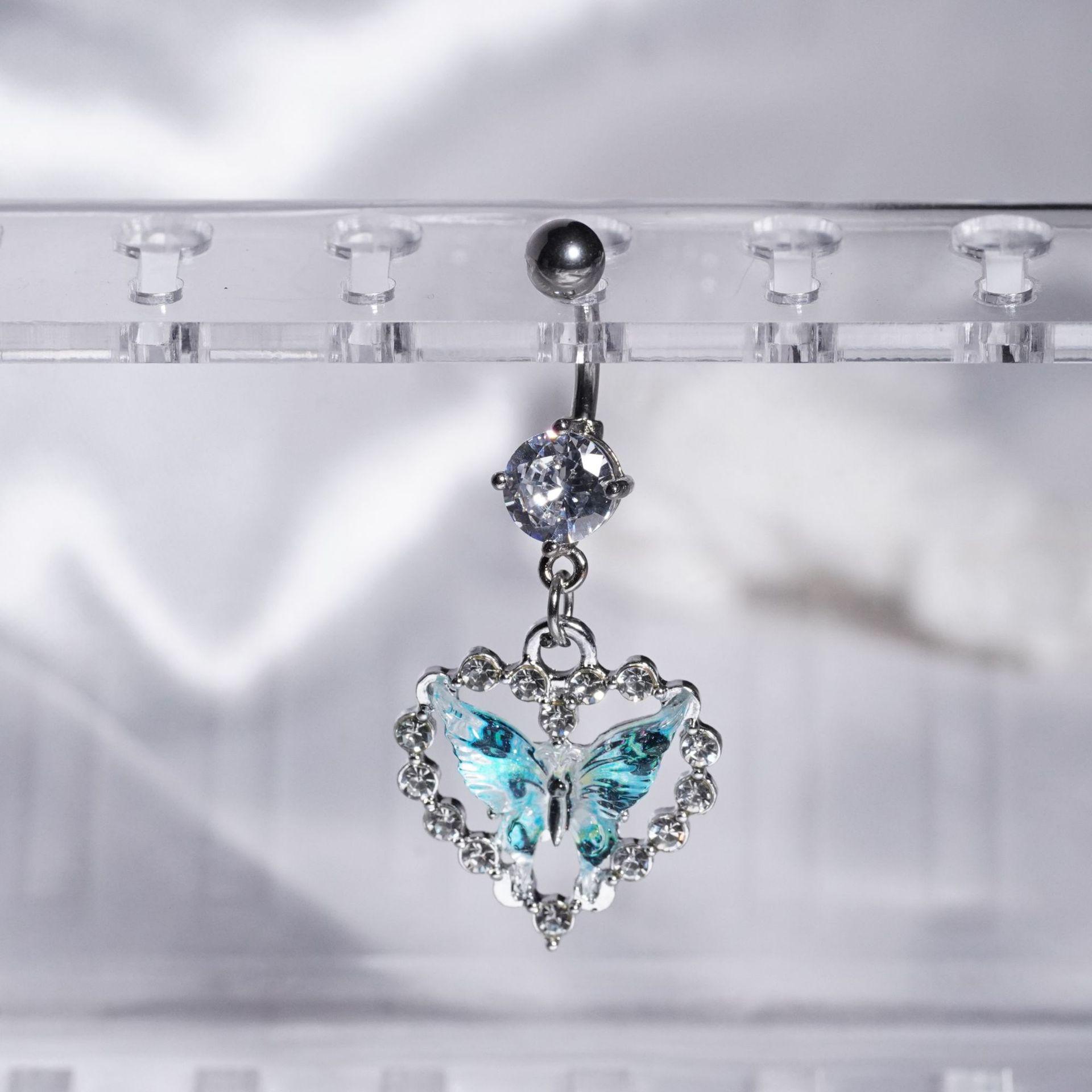 

Синее Циркониевое Кольцо для Пирсинга Пупка с Бабочкой - Ювелирное Изделие для Пирсинга Тела из Нержавеющей Стали 1.6*10mm