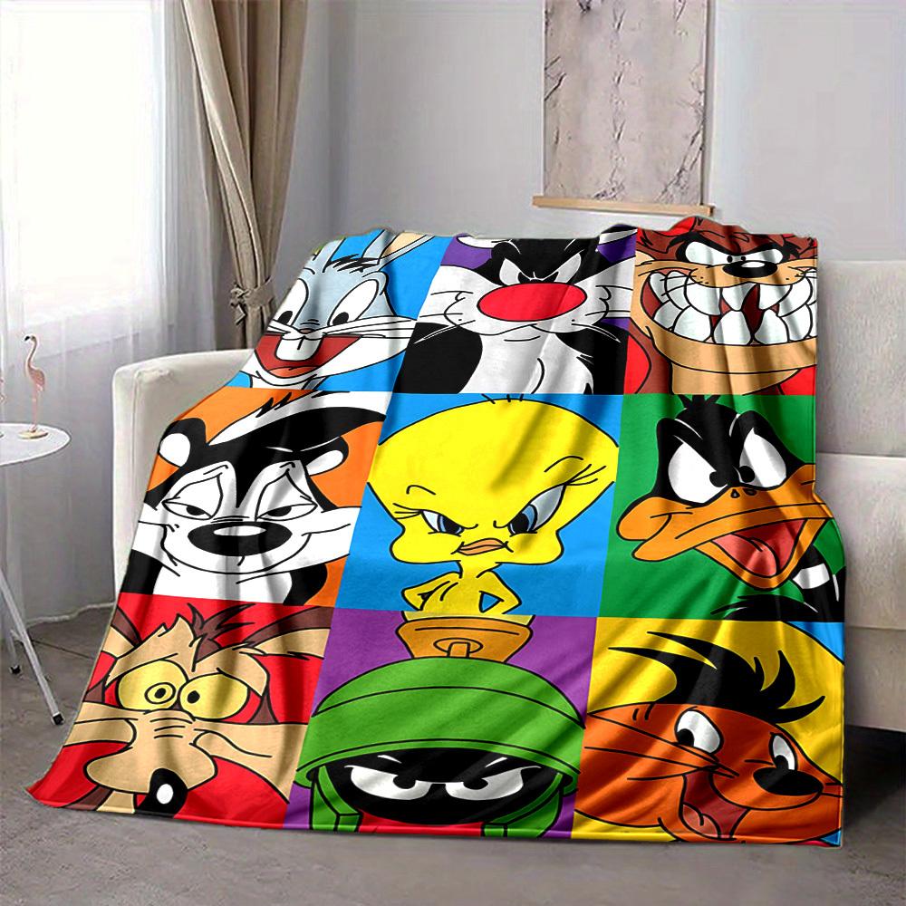 1pc Looney Tunes Blanket Lightweight Flannel Throw For Sofa, Bed, Travel, Camping, Livingroom, Office, Couch, Chair, And Bed