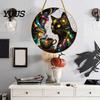 Decorative Window Sun Catcher Stained Glass Style Black Cat And Magic Coffee Cup Hanging Ornament for Wall Niche Pendant Decor, Acrylic Art Decor