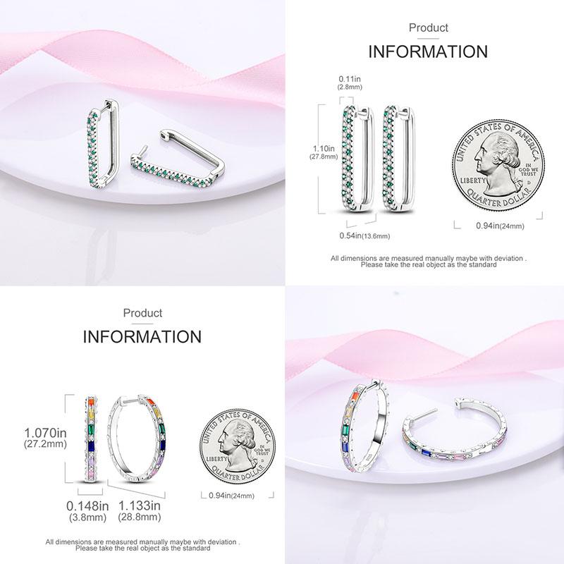 925 Silver Colorful Gold Rose Gold Big Hoop Earrings For Women Collocation Wedding For Wife Girlfriend Gift
