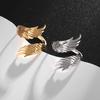 Stainless Steel Angel Wings Ring Adjustable Feather Ring for Women Men Fashion Jewelry Couple Gift